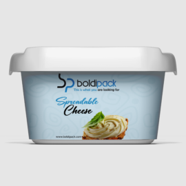 200cc IML Etiketli Kaşıklı Kapaklı Krem Peynir Kasesi, Labne Kasesi